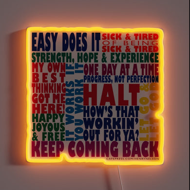 Recovery Inspiration Illuminated with Bright RGB Neon Sign Letters
