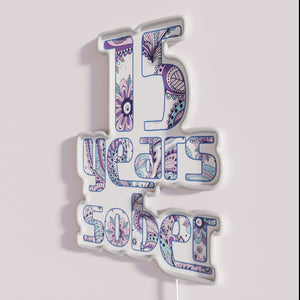 15 Years Sober Customizable Paisley Design Neon Wall Decoration Sign