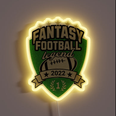 Neon Championship Sign: 2022 Fantasy Football Legend Champion Illuminated Banner Decoration.