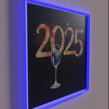 Charger l&#39;image dans la galerie, Neon lit &#39;2025 Celebrations&#39; wall decor in vibrant RGB colors