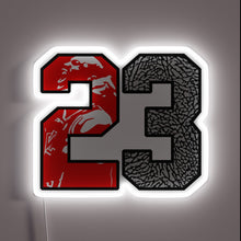 Charger l&#39;image dans la galerie, The number that changed the game. This bold neon “23” blends iconic cement texture with a silhouette of greatness — a must-have tribute for sneakerheads and Jordan fans alike.