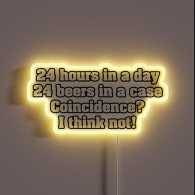 RGB Neon Sign: 24/7 Beer Fueled Dedication in Bright Glowing Letters