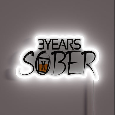Celebrating Three Years of Sobriety with Vibrant Colorful Neon Sign.