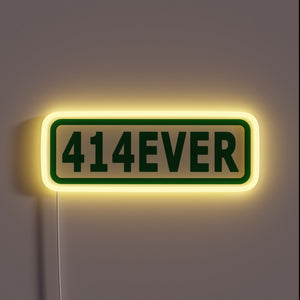 Electric RGB glow 414EVER logo neon sign with customizable colors