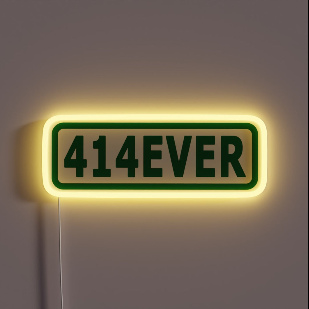 Electric RGB glow 414EVER logo neon sign with customizable colors