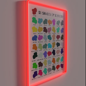 Motivational sobriety support in 50 vibrant shades of hope glow.