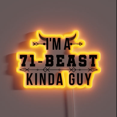 Unique 3D illuminated 'Beast Kinda Guy' LED neon sign artwork.