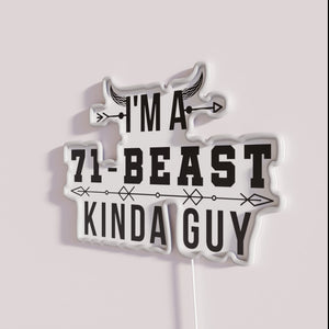 Boldly declaring independence with vibrant 71 Beast Kinda Guy neon.