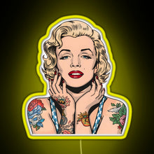 Charger l&#39;image dans la galerie, Cool Vintage Marilyn Monroe With Tattoos RGB neon sign yellow