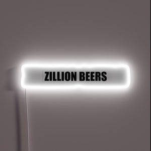 Vibrant RGB neon beer sign with illuminated zillion font display.