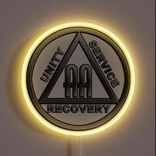 Charger l&#39;image dans la galerie, Boldly Displayed Red, Green, Blue Neon Lightbox with AA Logo