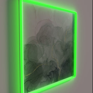 Vibrant abstract art wall decor with neon pink and green accents