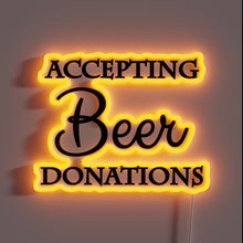 Charger l&#39;image dans la galerie, Neon Beer Donation Sign with Colorful RGB Lighting Effect Display