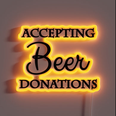 Neon Beer Donation Sign with Colorful RGB Lighting Effect Display