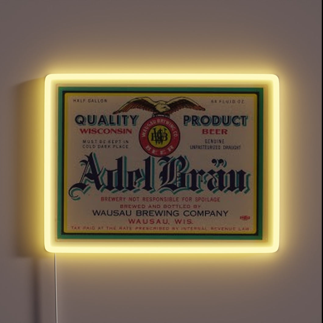 Neon RGB Sign Displaying Icy Colors of German Beer Adel Brau