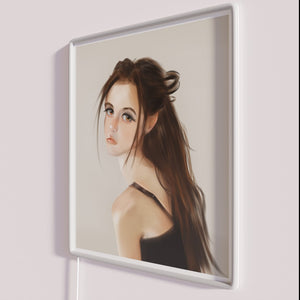 Vibrant RGB Neon Portrait of Charming Semi Realistic Woman Sign Artwork