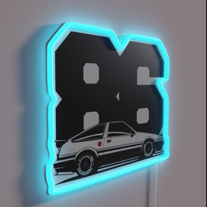 Vintage Toyota AE86 spirit illuminated with vibrant RGB glow effects.
