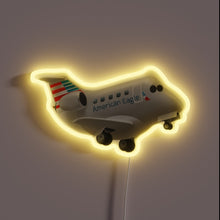 Charger l&#39;image dans la galerie, Unique, handcrafted CRJ700 aircraft-inspired neon sign with vibrant RGB lighting.