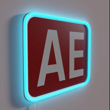 Charger l&#39;image dans la galerie, Personalized AE initials in bright neon pink and blue hues.