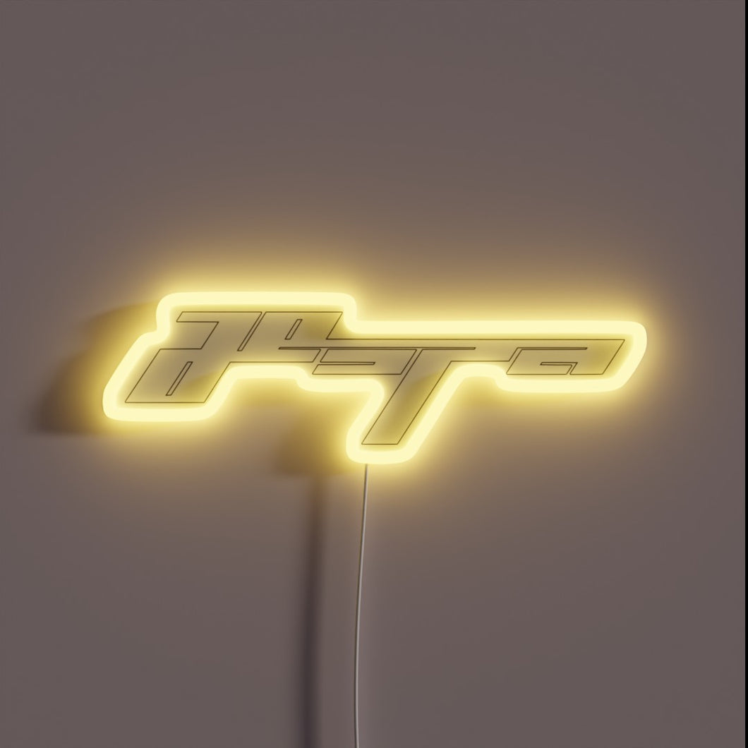 Aespa Whiplash logo illuminated in vibrant white neon lighting