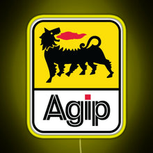 Charger l&#39;image dans la galerie, AGIP Lubricants Logo 1968 1998 RGB neon sign yellow