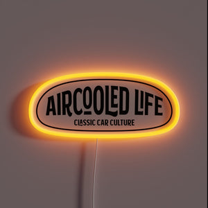 Retro-inspired Aircooled Life logo in vibrant RGB neon lights