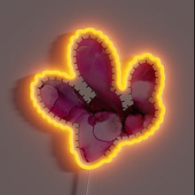 Charger l&#39;image dans la galerie, Vibrant Prickly Pear Cactus Art Illuminated by Neon LED Lighting