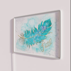 RGB Colorful Artistic Alcohol Ink Textured Feather Wall Decor Sign