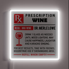 Charger l&#39;image dans la galerie, Vibrant Neon Sign Reading &#39;Alcohol Prescriptions&#39; in Bright RGB Wine Colors