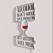 Charger l&#39;image dans la galerie, Neon Warning Sign Humorously Combining Sobriety and Dairy Themes Home