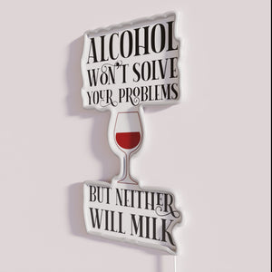 Neon Warning Sign Humorously Combining Sobriety and Dairy Themes Home