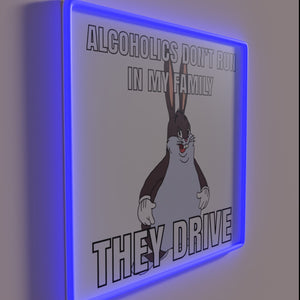 Big Chungus humorously redefines 'alcohol runs in families' with colorful whimsy.