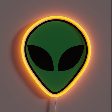 Classic green alien head neon sign – bold, minimal, and out of this world 👽