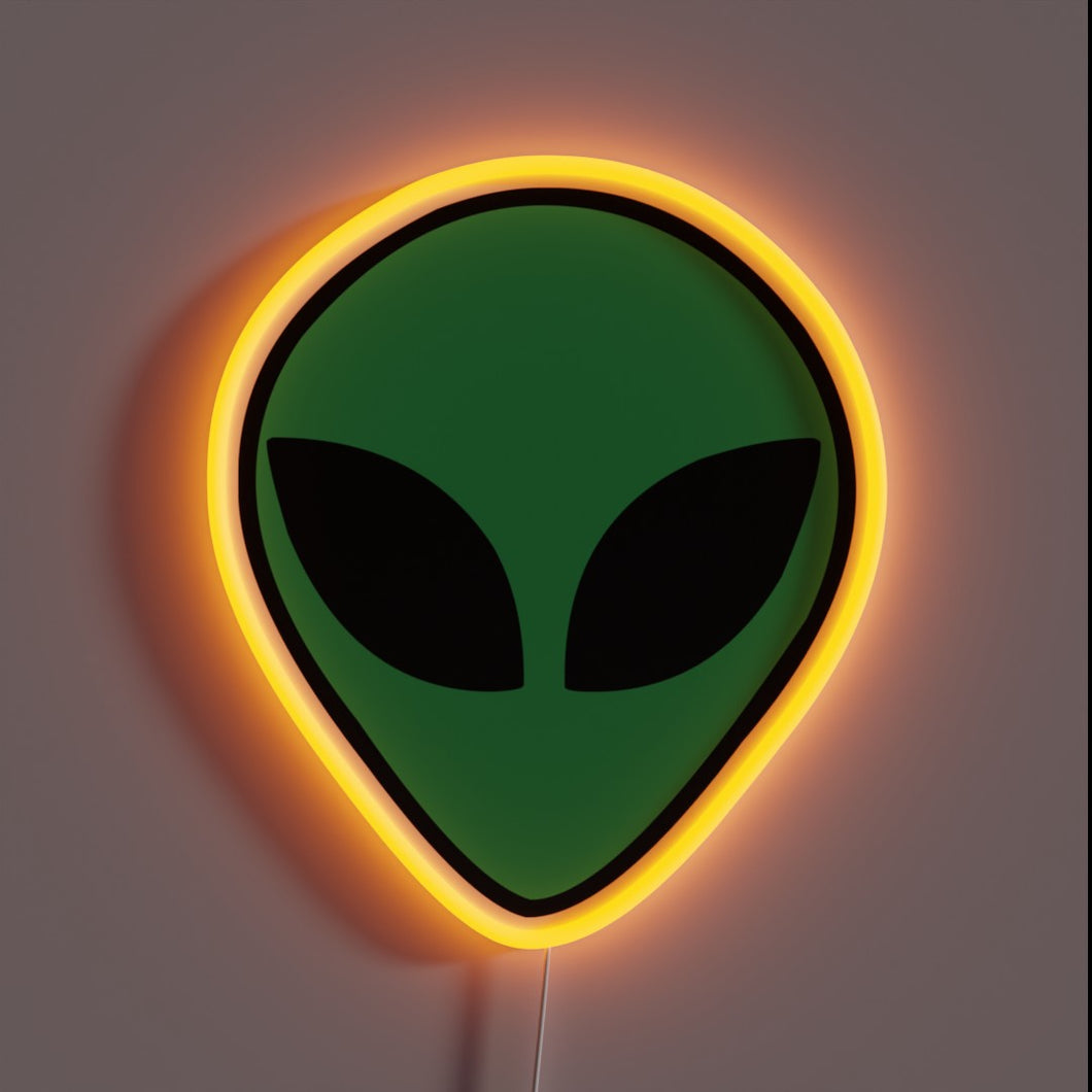 Classic green alien head neon sign – bold, minimal, and out of this world 👽