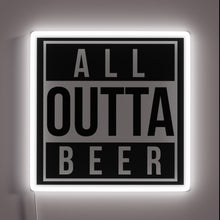 Charger l&#39;image dans la galerie, Fun neon bar decoration with a humorous beer shortage message.