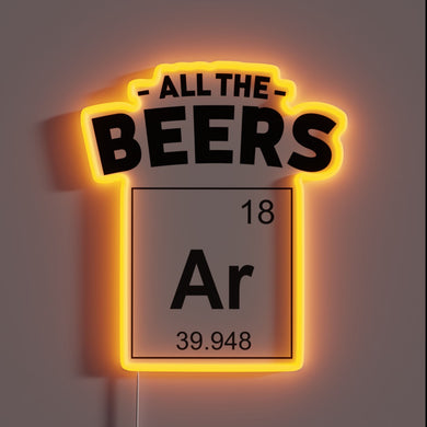 RGB Neon Sign: 'All The Beers' Custom Bar Decor Accent