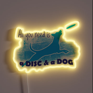 A vibrant neon sign for the gamer with a furry companion.