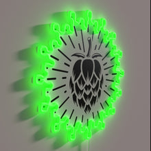 Charger l&#39;image dans la galerie, Neon beer bar decor with bold, high-end hop design.