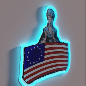 American Independence Heritage Wall Sign with Vibrant RGB Neon Accents