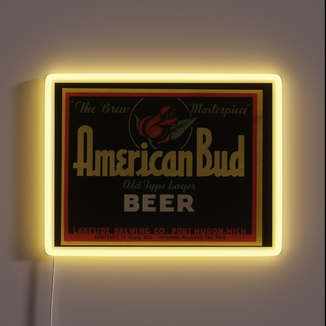Vibrant Neon Sign Illuminates American Iconic Budweiser Branding Statement Style
