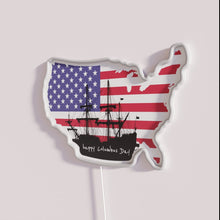 Charger l&#39;image dans la galerie, Vibrant American Country Map Illuminated Sign for Columbus Day Celebrations Decor