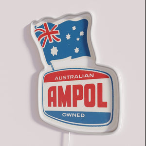 Ampol petrol oil retro vintage logo Australian flag neon signage