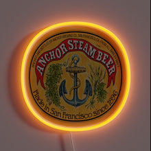 Charger l&#39;image dans la galerie, Neon RGB sign featuring vibrant Anchor Brewing logo design accents.