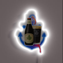 Charger l&#39;image dans la galerie, Shining colorful beer decor with glowing Anchor Steam bottle logo.