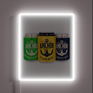 Glowing anchor steam logo illuminated by vibrant RGB neon lights