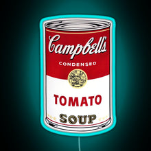 Charger l&#39;image dans la galerie, Andy Warhol Campbell s Tomato Soup RGB neon sign lightblue 