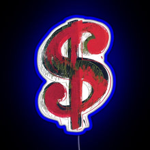 Charger l&#39;image dans la galerie, Andy Warhol Dollar sign RGB neon sign blue