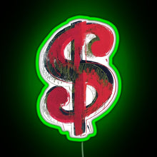 Charger l&#39;image dans la galerie, Andy Warhol Dollar sign RGB neon sign green