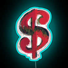 Charger l&#39;image dans la galerie, Andy Warhol Dollar sign RGB neon sign lightblue 