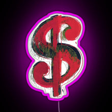 Charger l&#39;image dans la galerie, Andy Warhol Dollar sign RGB neon sign  pink